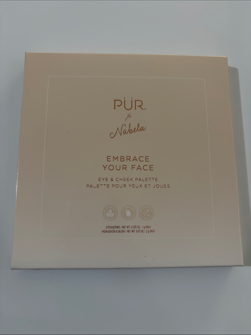 PÜR Embrace Your Face Eye & Cheek Palette - Nude Pink Gold Packaging